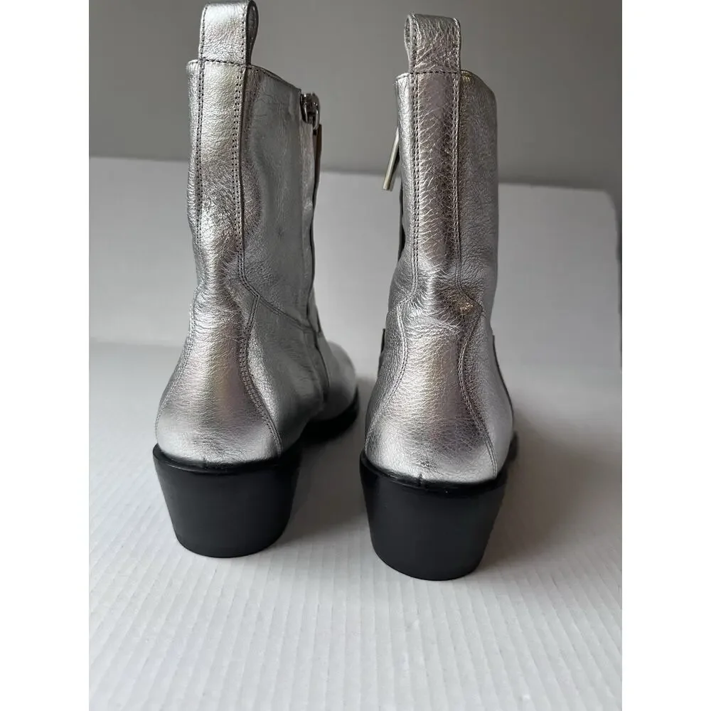 Men's Silver Metallic Ankle Boots - Stylish Zip Chelsea